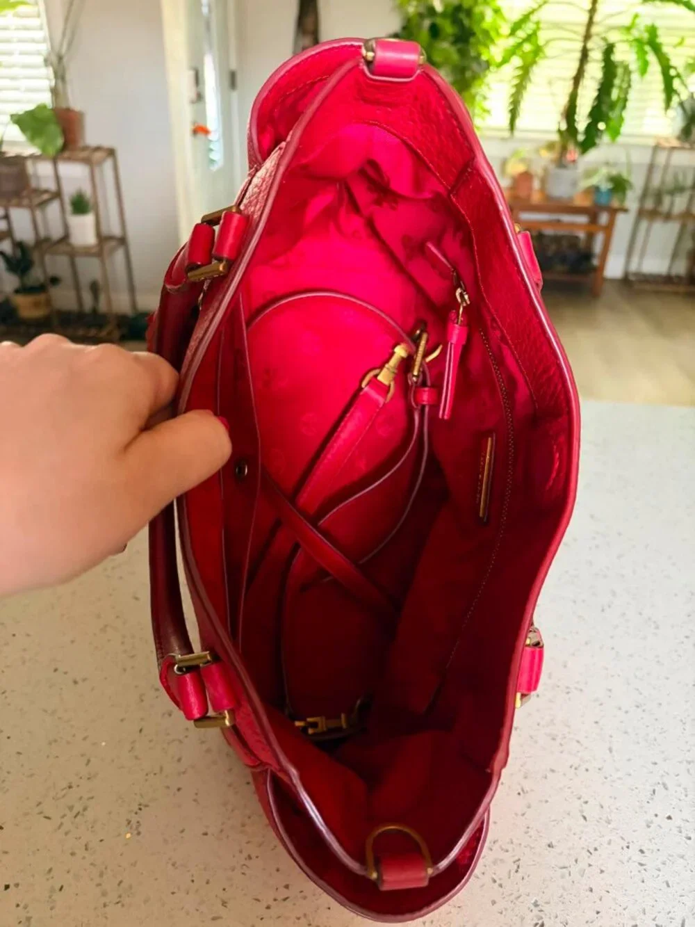 Tory Burch Robinson Pebbled Leather Convertible Satchel Tote Red Crossbody Bag